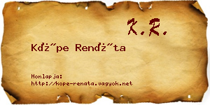 Köpe Renáta névjegykártya
